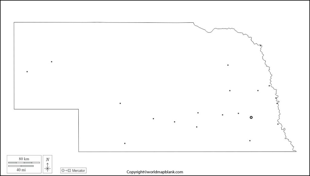 Blank Nebraska Map worksheet For Practice