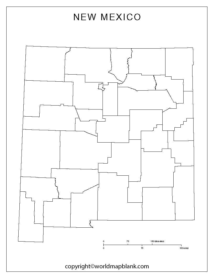 Blank Map Of New Mexico For Practice Worksheet