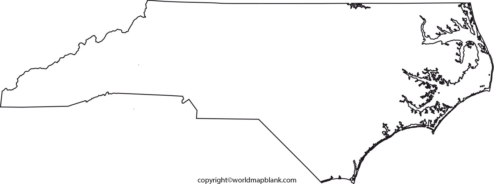 Printable Blank Map Of North Carolina Outline Png Map