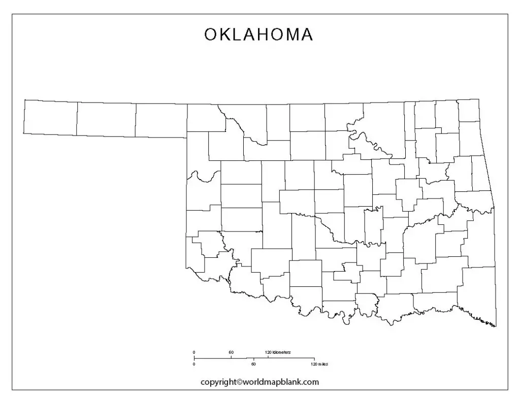 Blank Map of Oklahoma - Outline