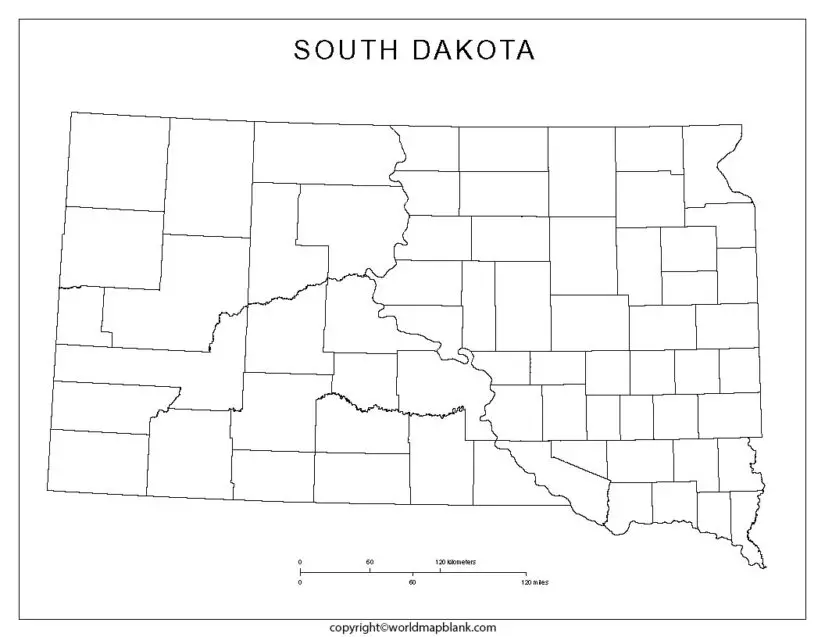 Blank Map Of South Dakota For Practice Worksheet