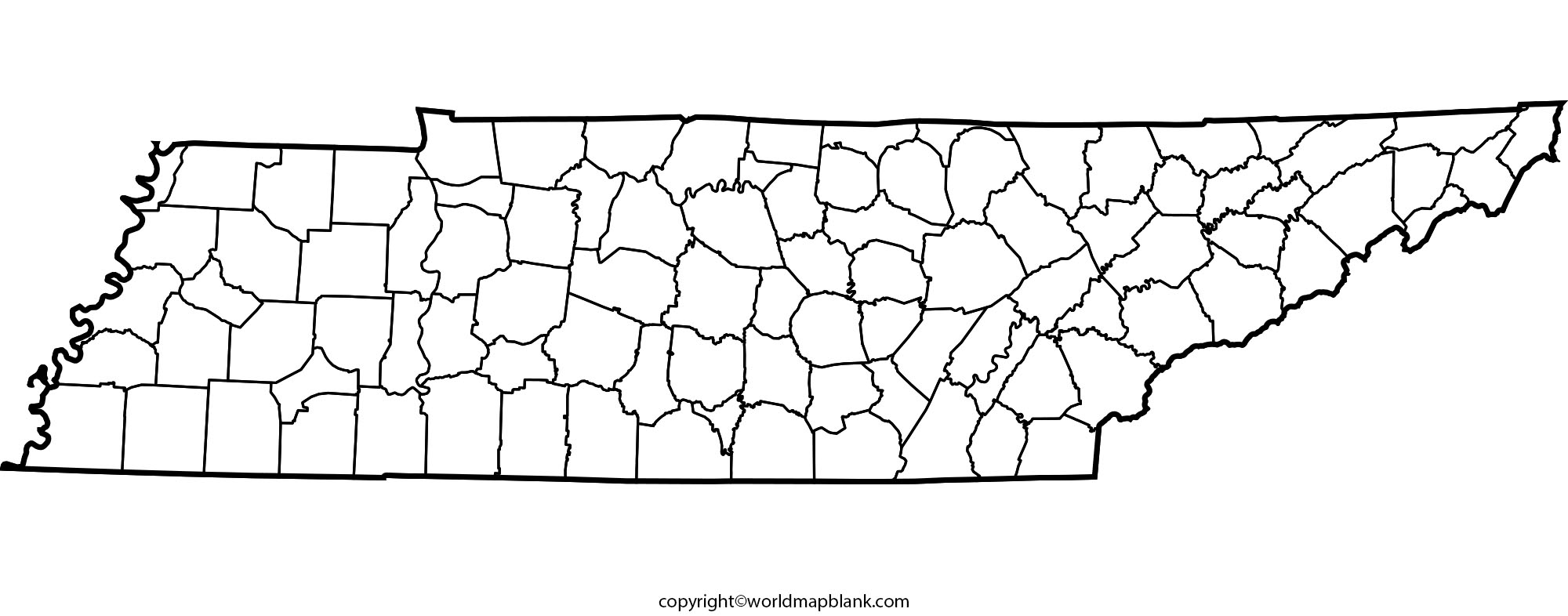 Blank Map Of Tennessee Map Of Tennessee Blank PDF 