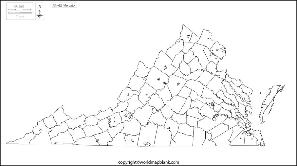 Blank Virginia Map worksheet