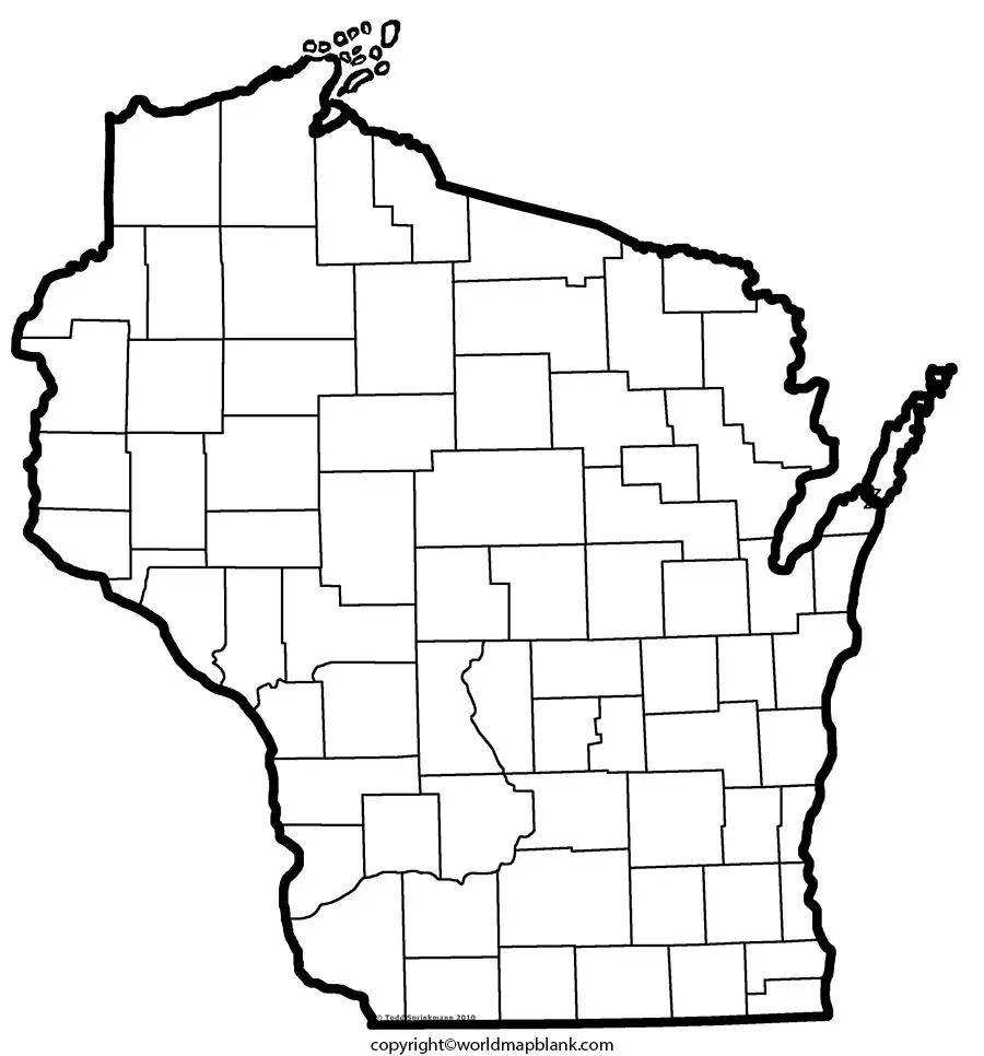 Wisconsin Blank Map worksheet