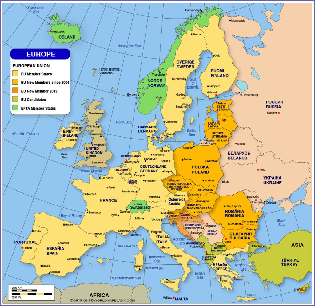 Mapa politico Europa Union Europea