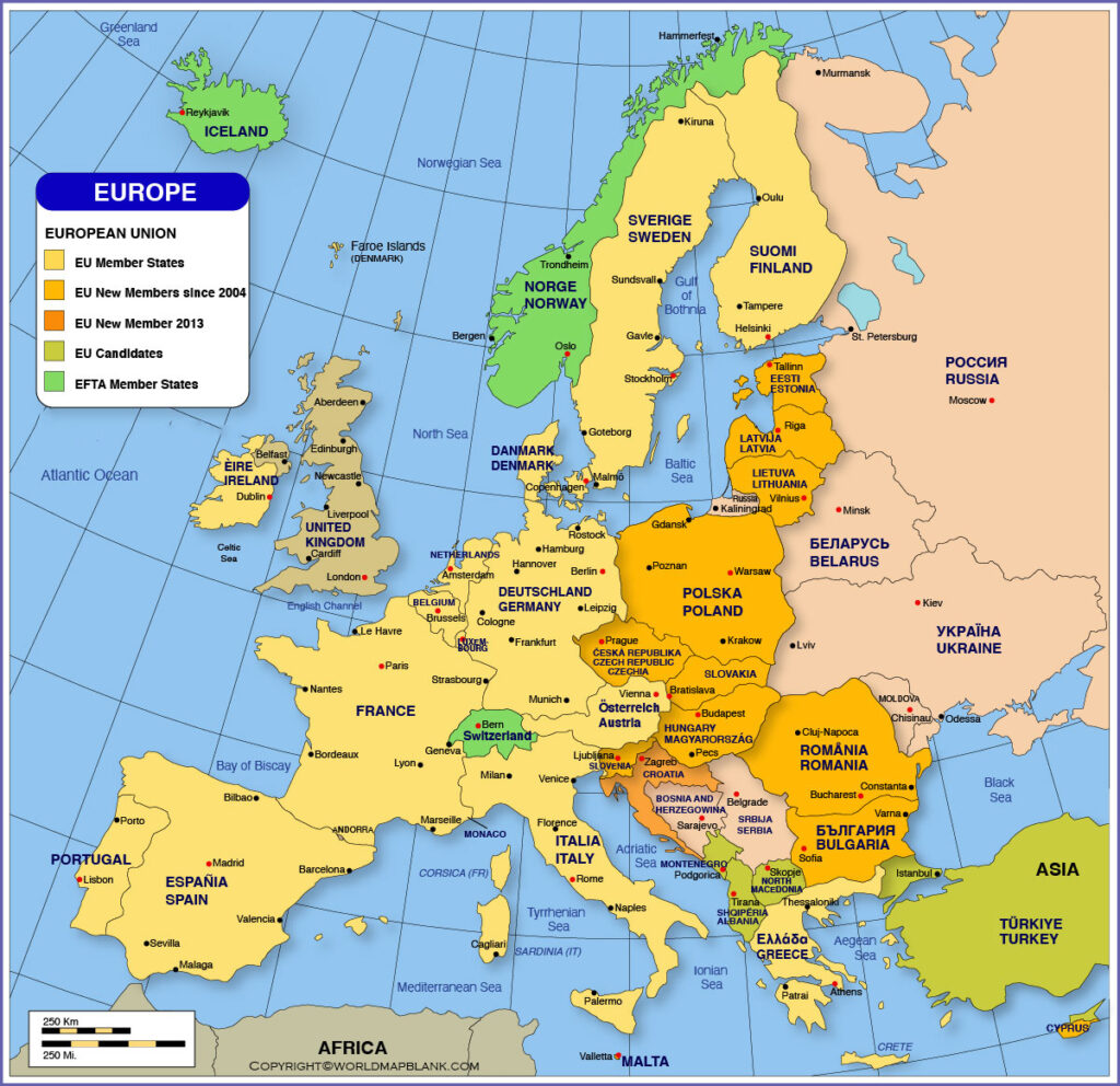 Mapa Politico Europa Union Europea