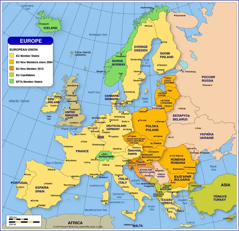 Printable Europe Political Map