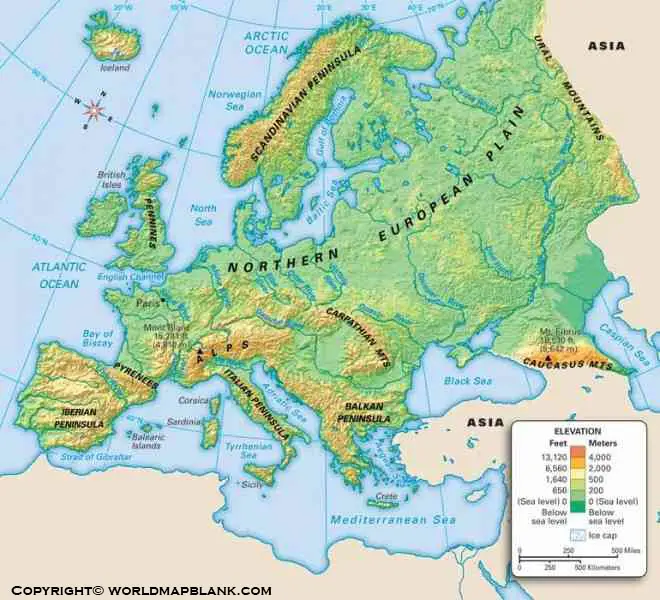 Europe Mountains Map