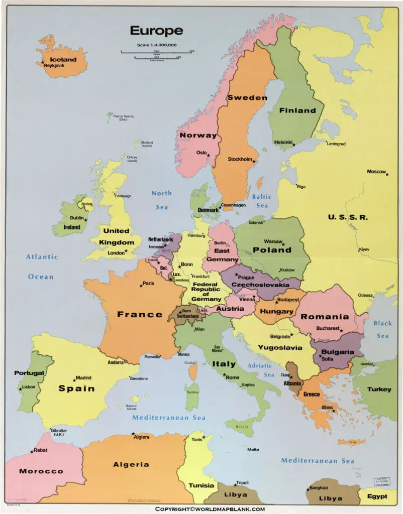 Politische Karte von Europa Kalter Krieg