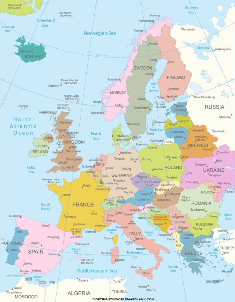 Europe Map with Countries – Europe Map Political [PDF]