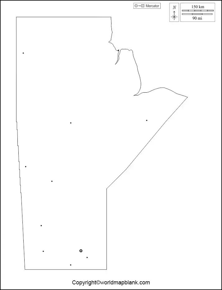 Blank Map of Manitoba - Outline