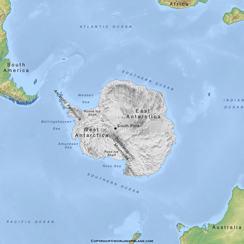 Printable Antarctica Physical Map