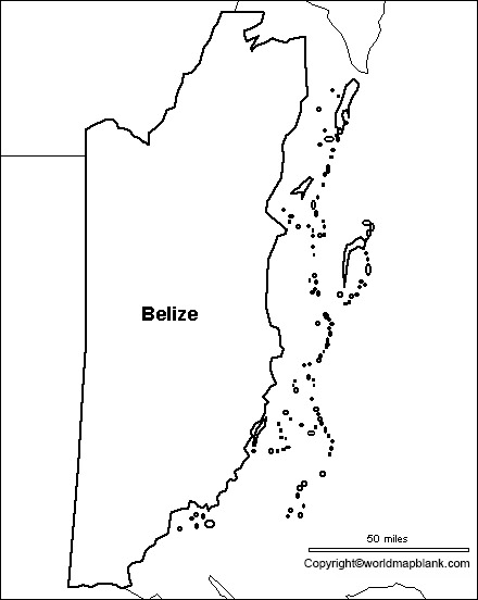 Blank Map of Belize for Practice Worksheet