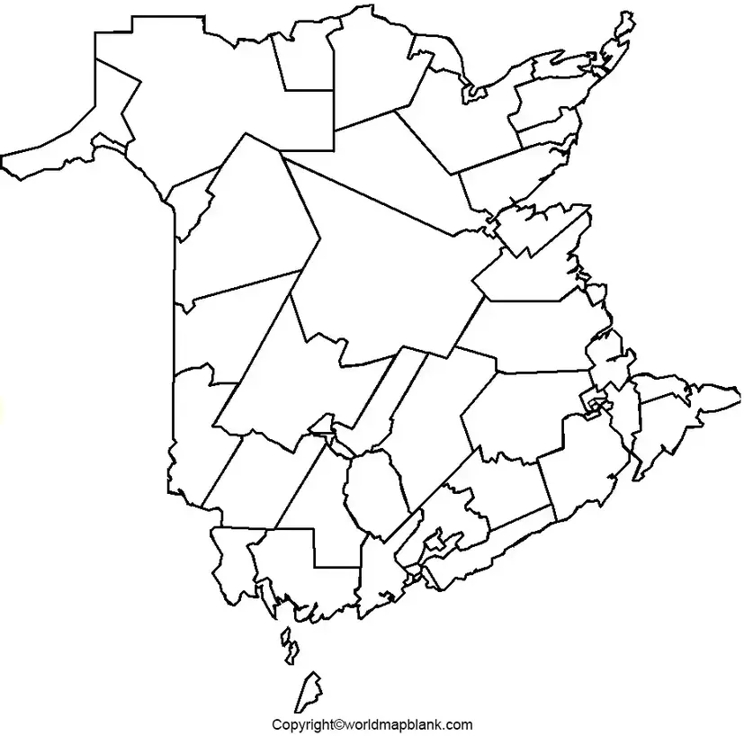 Blank Map of New Brunswick for Practice Worksheet