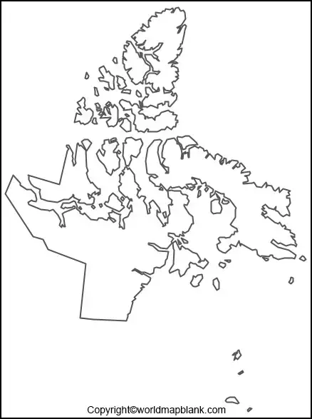 Blank Map of Nunavut for Practice Worksheet