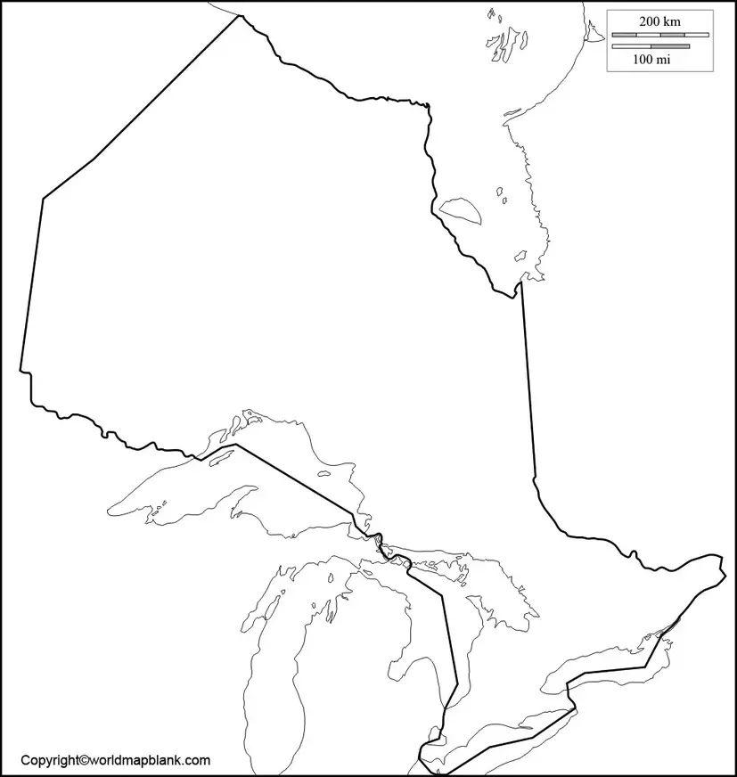 Blank Map of Ontario for Practice Worksheet