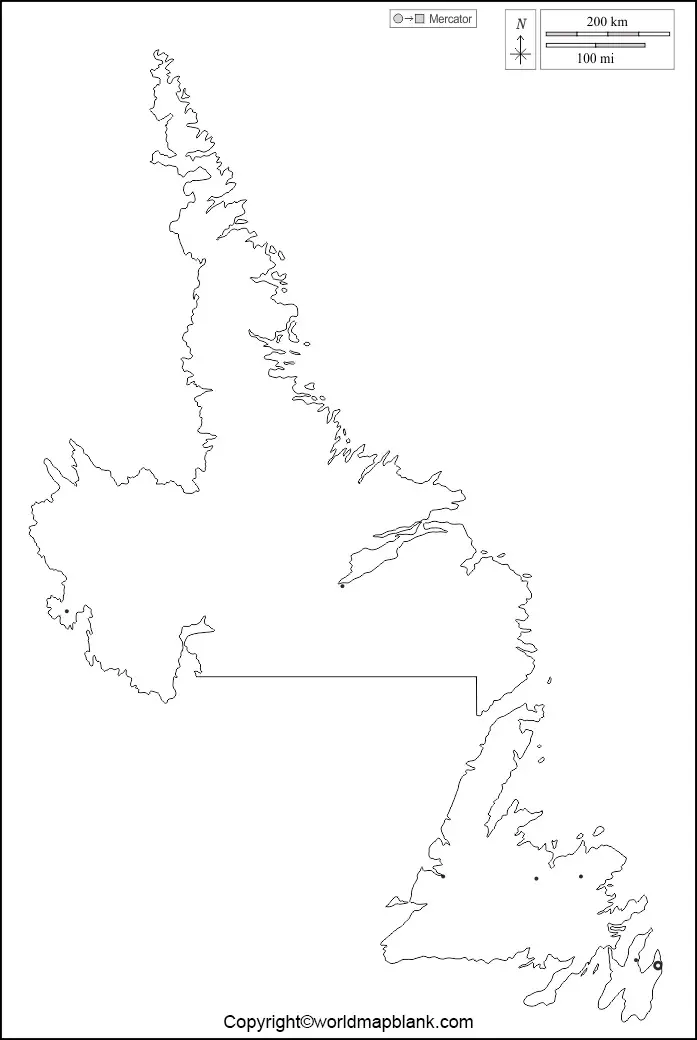 Blank Map of Newfoundland and Labrador