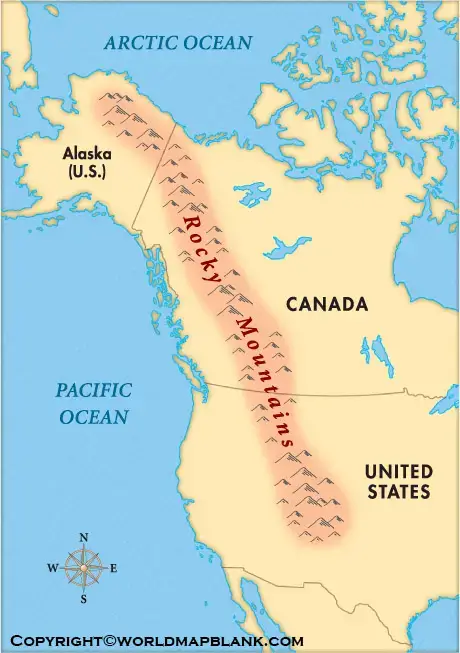 Map of North America Mountains Physical