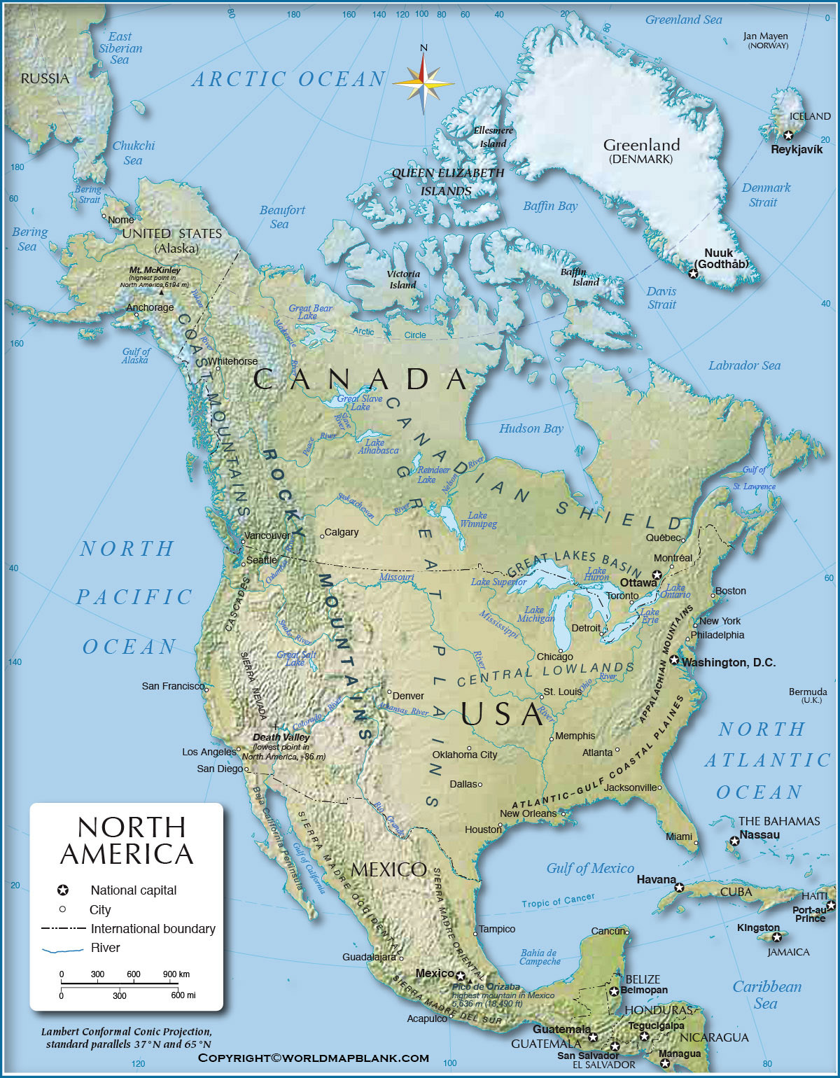 North America Rivers Map | Map of North America Rivers
