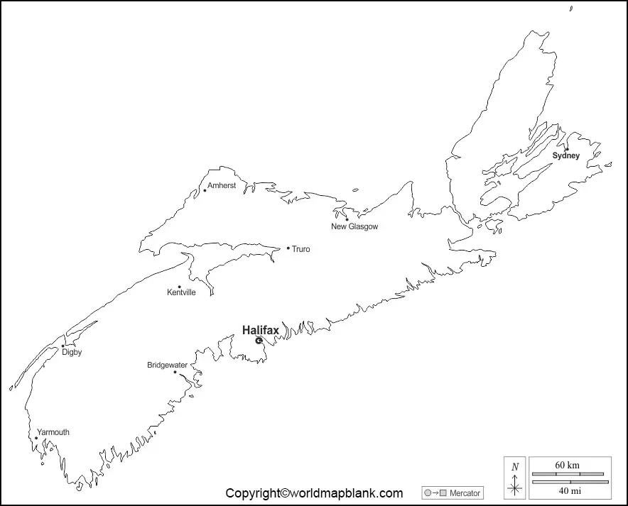 Blank Map of Nova Scotia