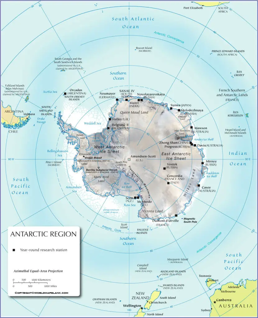 Physical Map of Antarctica