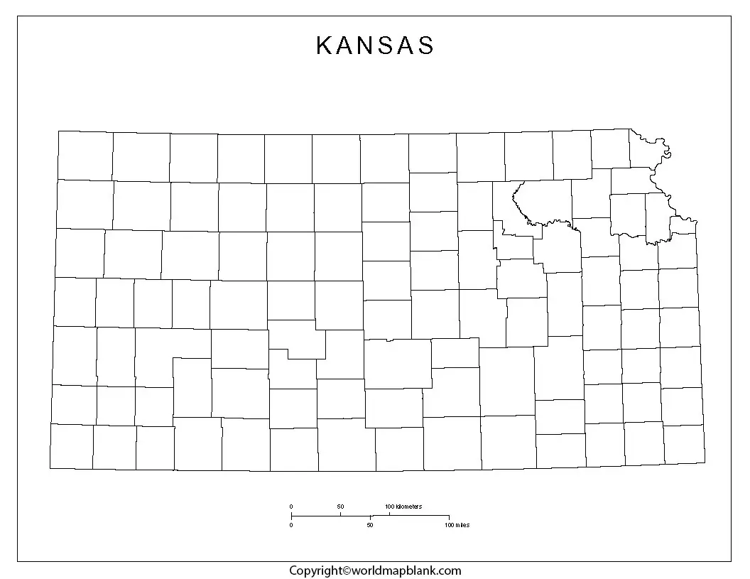 Printable Map of Kansas