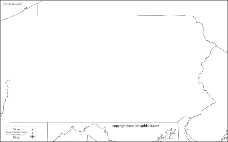 Printable Blank Map of Pennsylvania - Outline, PNG map