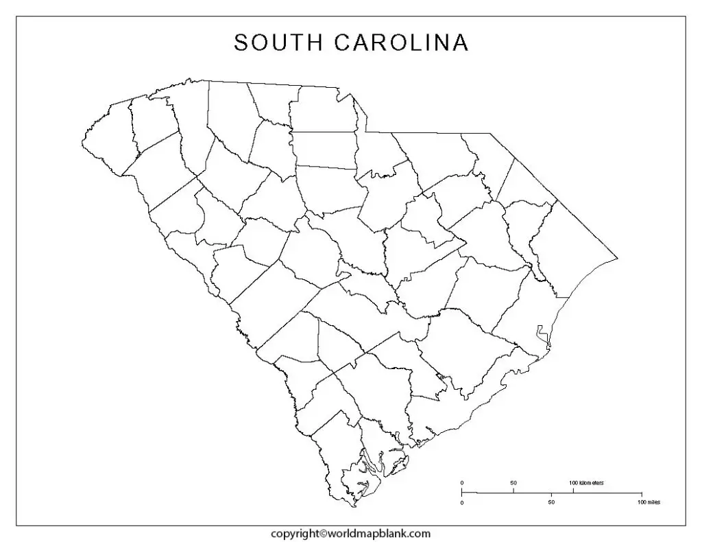 Printable Map of South Carolina
