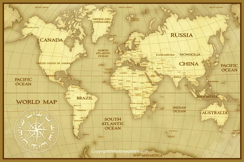 Printable World Map with Country