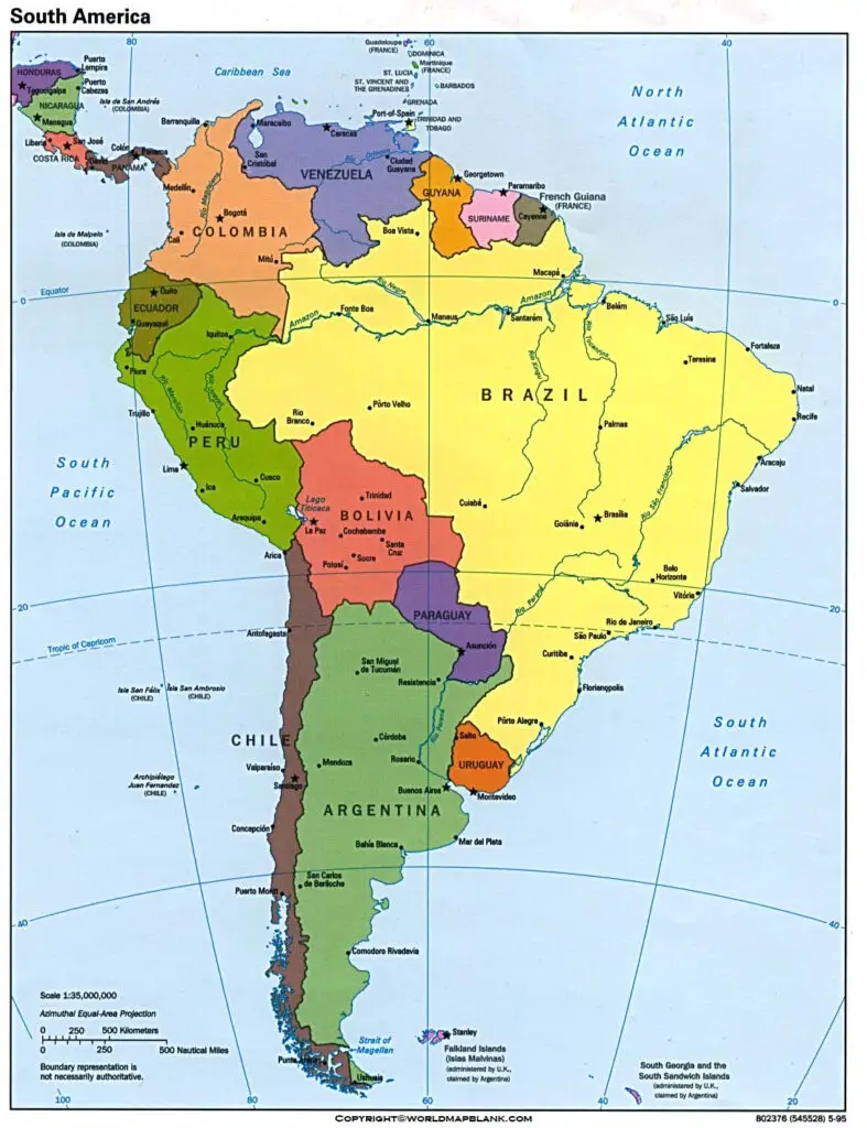 Printable South America Political Map
