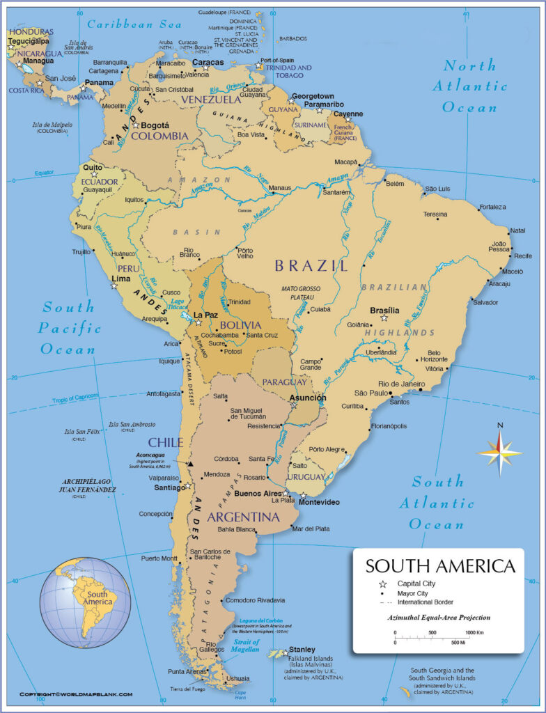 Map of South America Political