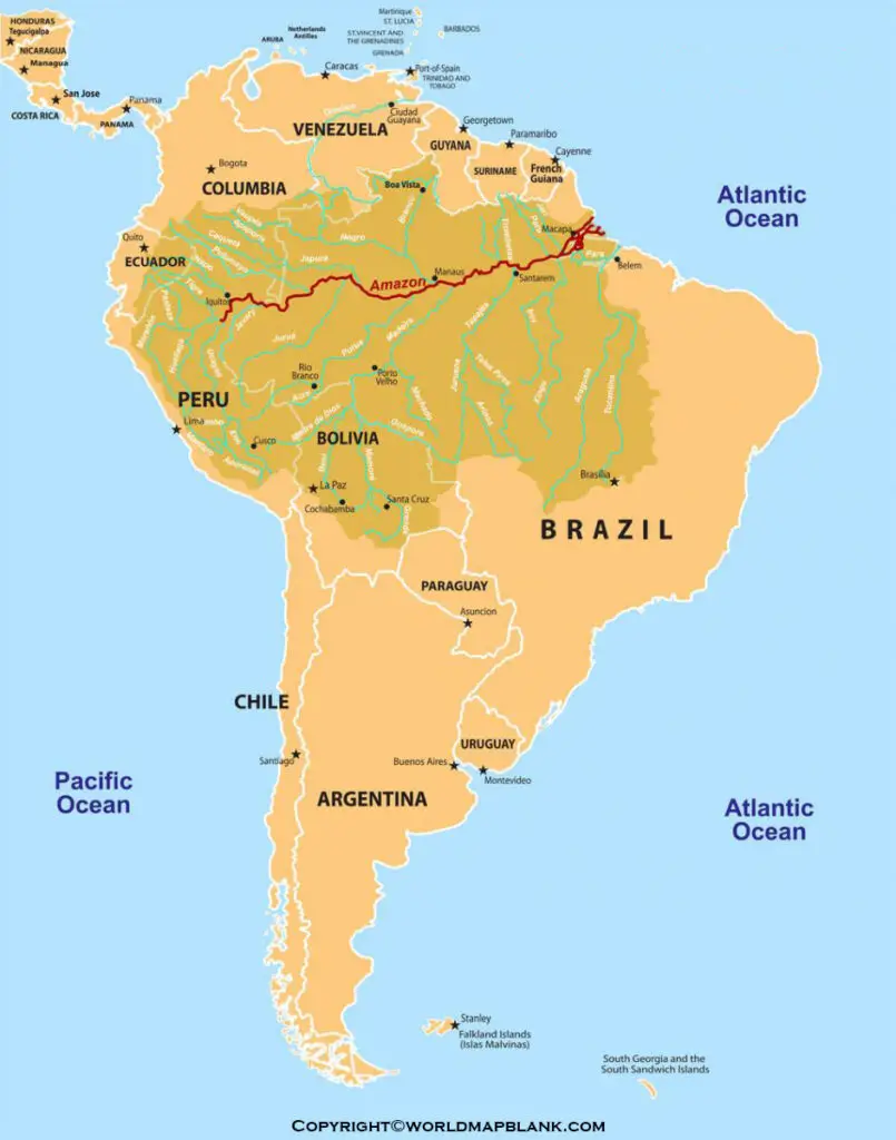 Map of South America Rivers