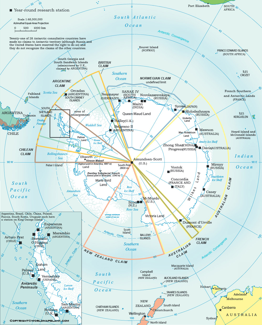 Antarctica Political Map