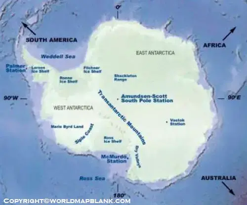 Map of Antarctica Mountains