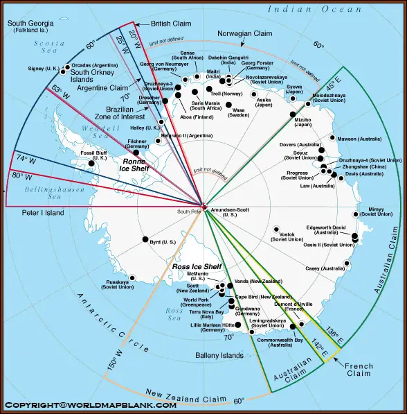 Map of Antarctica Political