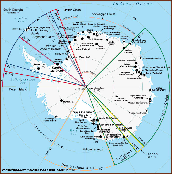 Map of Antarctica Political