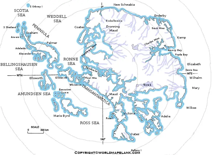 Printable Antarctica Rivers Map
