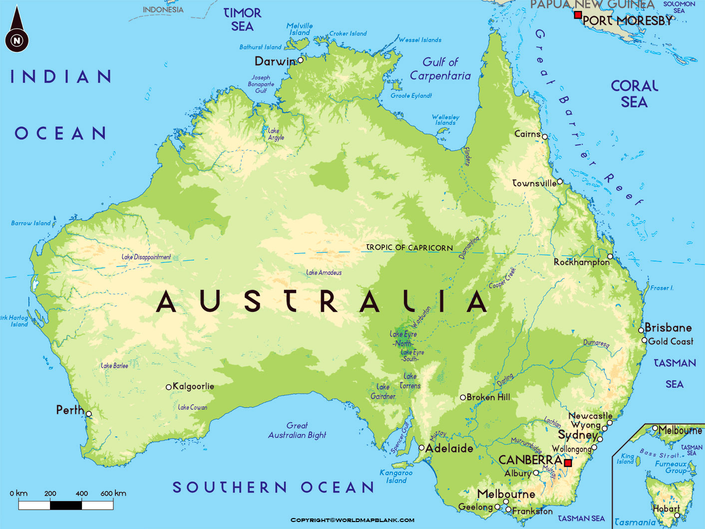 Australia Physical Map Pdf Printable Australia Physical Map | Map Of Australia Physical