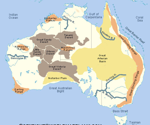 Australia Mountains Map