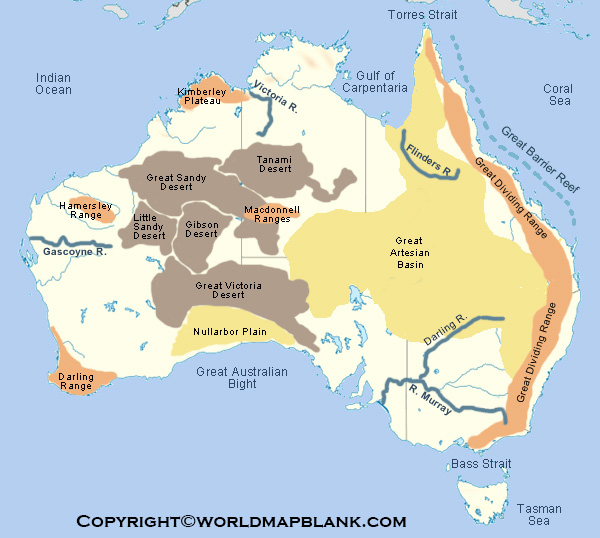Australia Mountains Map Labeled World Map Blank And Printable