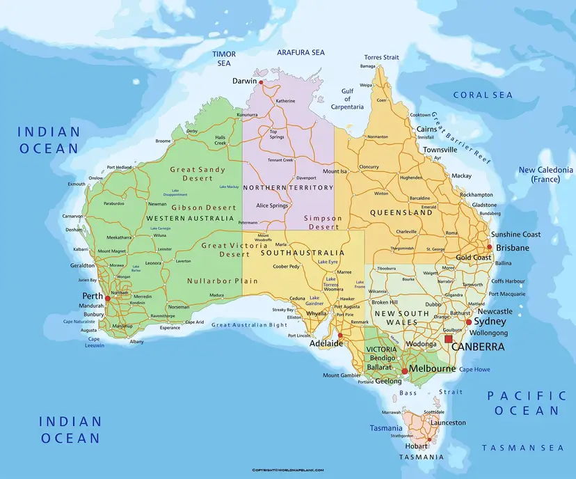 Map of Australia Political