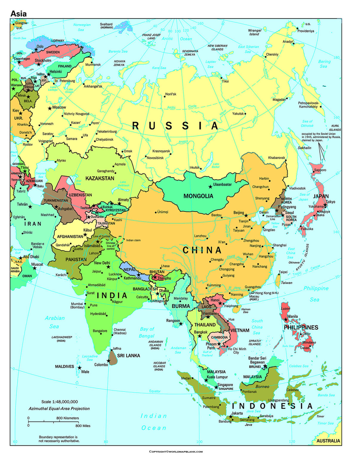 Political Map Of Asia With Countries | Map of Atlantic Ocean Area