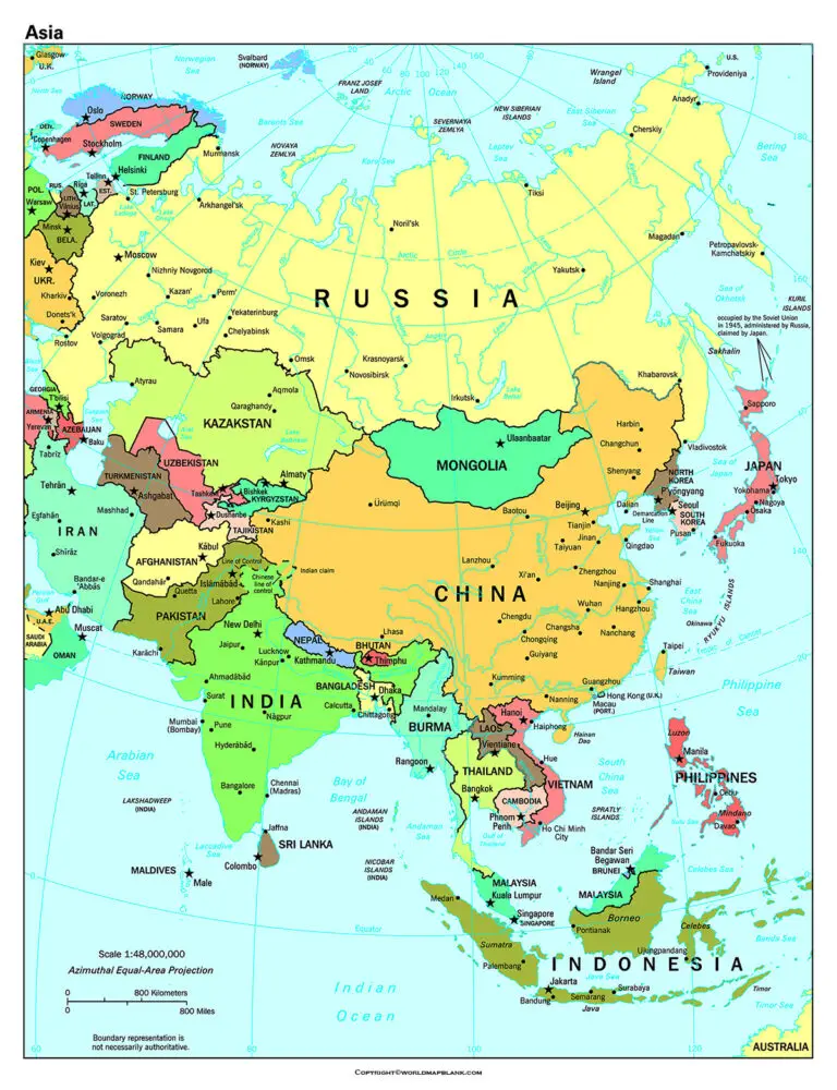 Free Printable Map Of Asia With Countries 