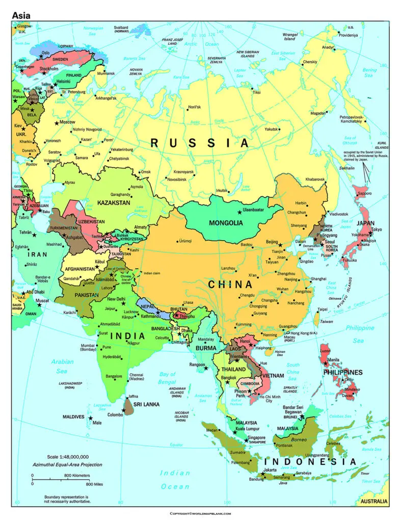 Printable Asia Political Map