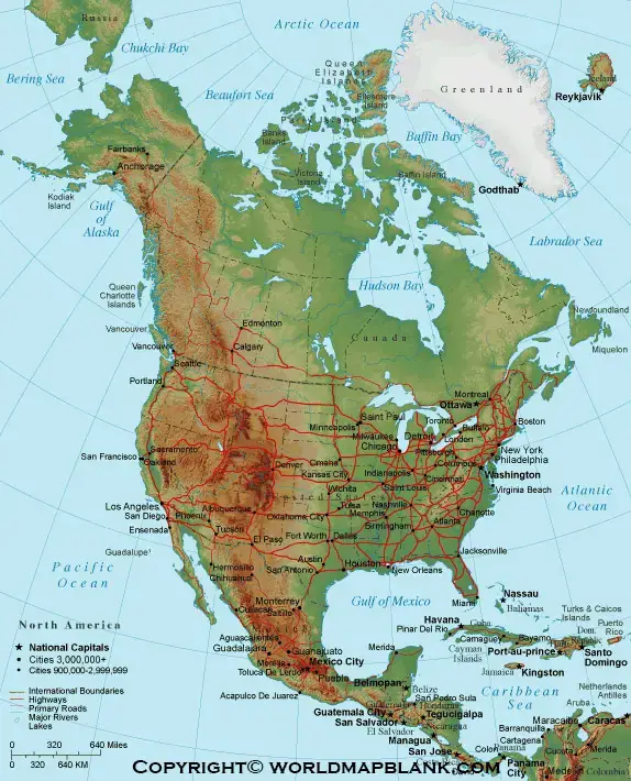North America Mountains Map