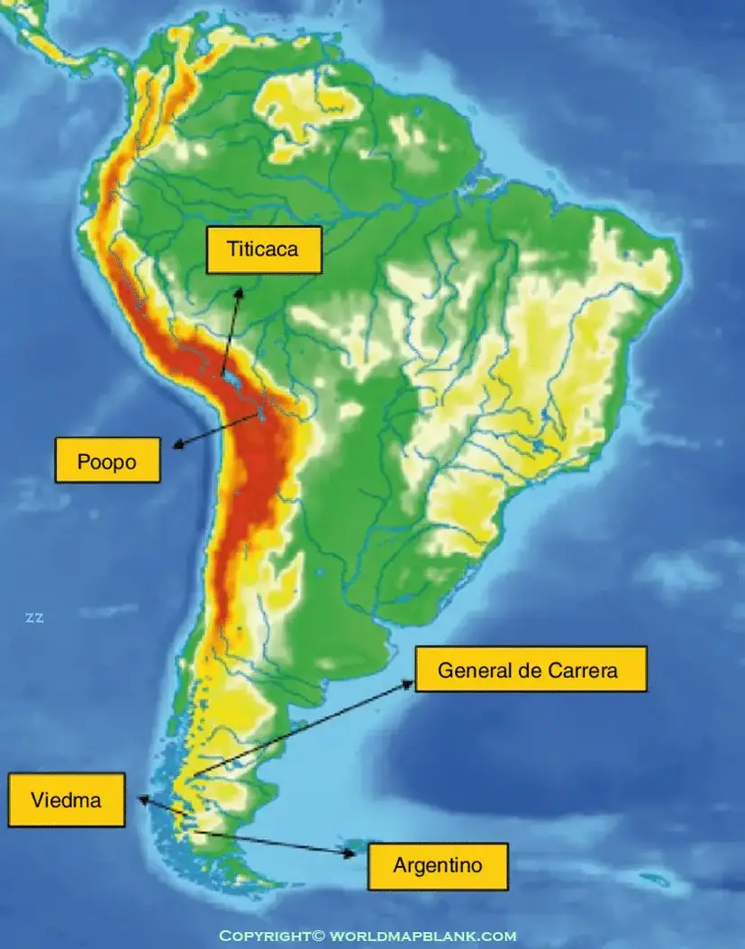 South America Mountains Map