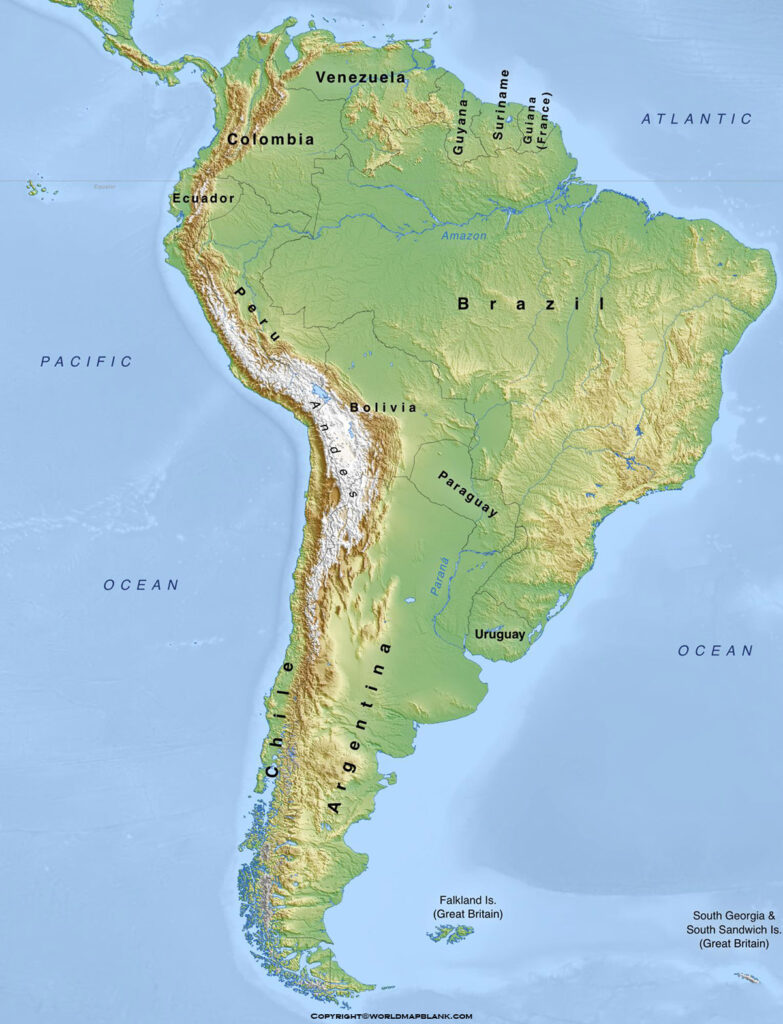 South America Physical Map