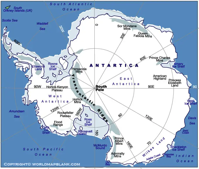Antarctica Mountains Map