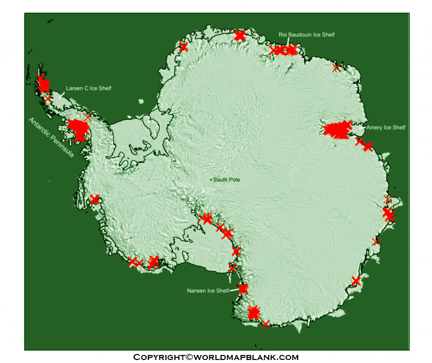 Map of Antarctica Rivers