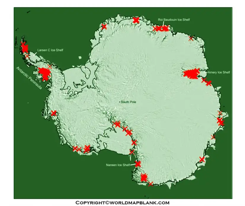 Map of Antarctica Rivers